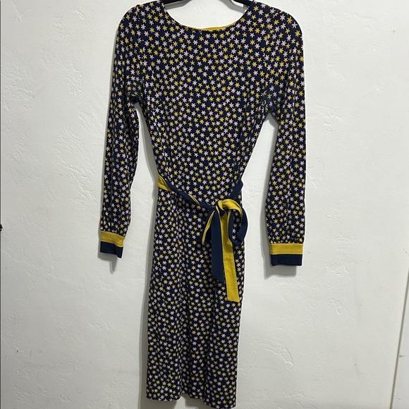 Boden Navy and Yellow Star Long Sleeve Dress - Picture 2 of 5